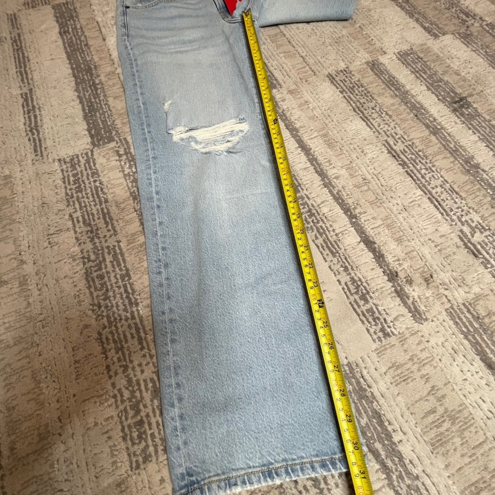 NEW Lucky Brand The Baggy Distressed Wide Leg Comfort Stretch Jeans Womens 4/27L - Picture 10 of 13